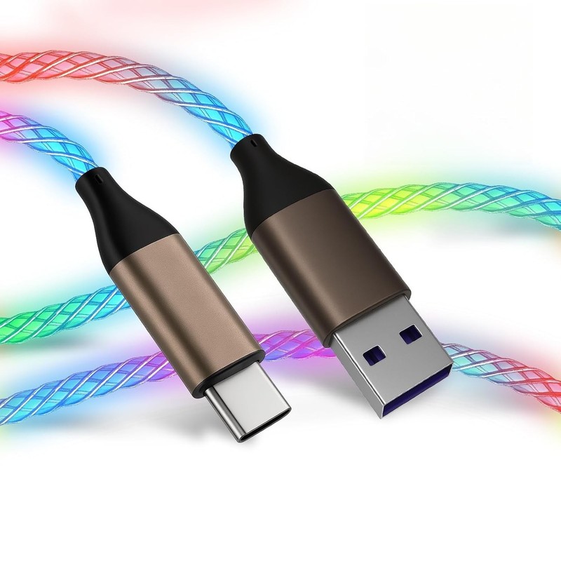 66W 6A RGB USB C Glowing 3FT
