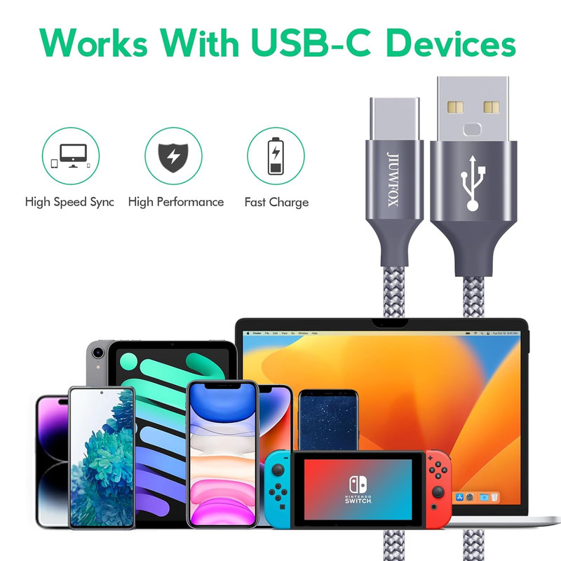 USB to USB C Cable, (5-Pack, 3/3/6/6/10 Ft) for Iphone 17 16 Charger Cord Fast C gallery