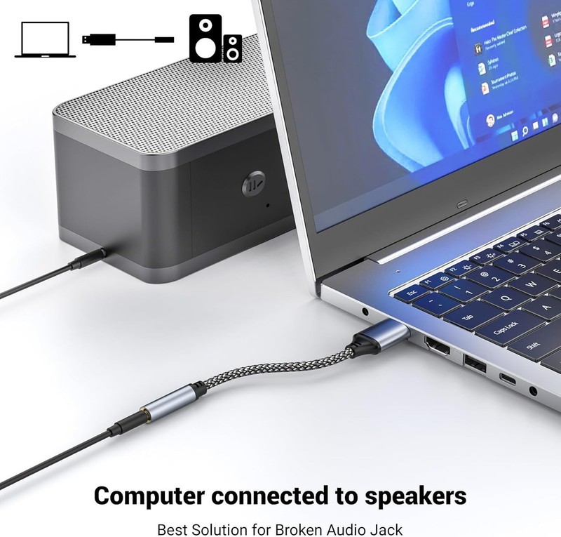 Adaptador de audio USB a conector de 3,5 mm cable auxiliar de USB a audio gallery