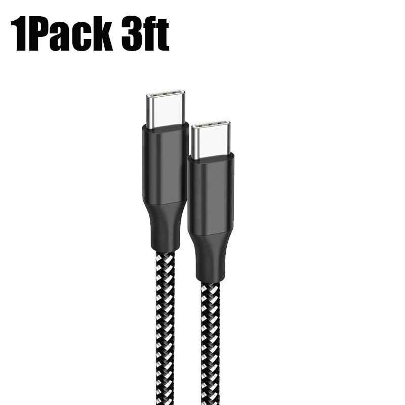 USB C to USB C Cable 60W Nylon Braided Fast Charging Type C Cord 1/2/3 Pack