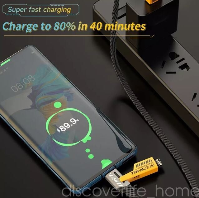 4 in 1 USB Fast Charging Cable Dual Type C PD 27W 65W Charger Data Cord for iOS gallery