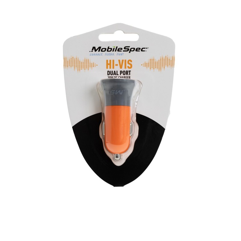 Mobilespec Shield MBSHVDC02 Hi-vis Dual Port 30w Dc Charger Orange gallery
