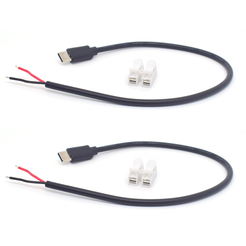 2Pack USB C Male to 2 Pin Pigtail Wire Power Cable 1FT 22AWG 5V 3A | USB Type C gallery