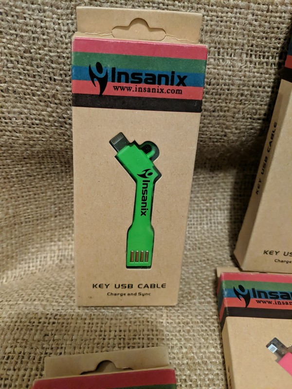 Insanix Green Key Ring USB Cable Charge and Sync I..PHONE from a Usb Port.