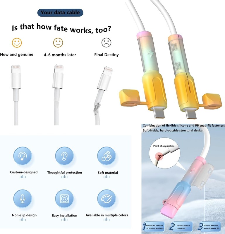 Silicone Cable Protector – Anti-Kink Charger Cable Saver, Flexible Connector P gallery