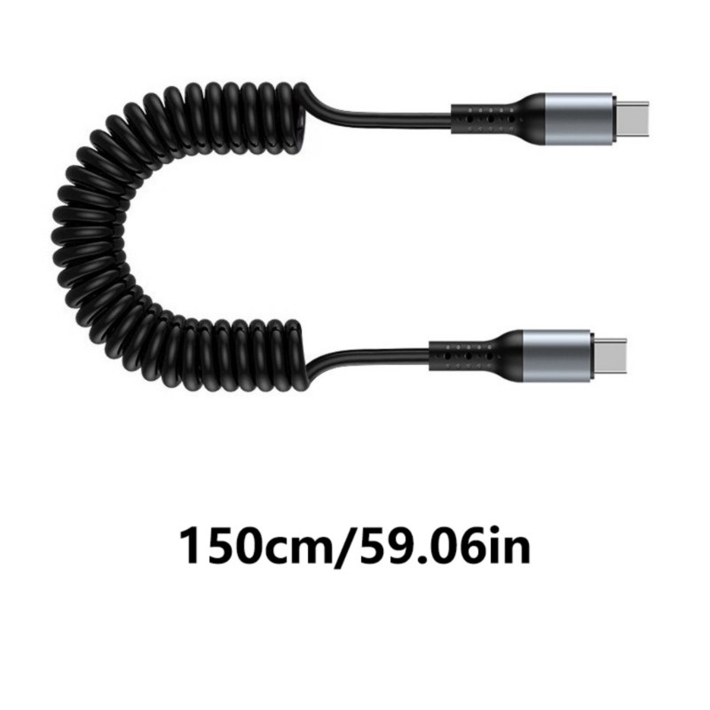 Double End Type C Data Wire Line USB Type C Spring Coiled Power Cable 6A Current gallery