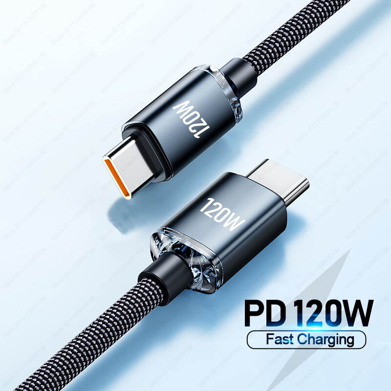 120W 6A Type C To Type C Cable For iPhone 15 Pro Max PD Fast Charge USB C Data