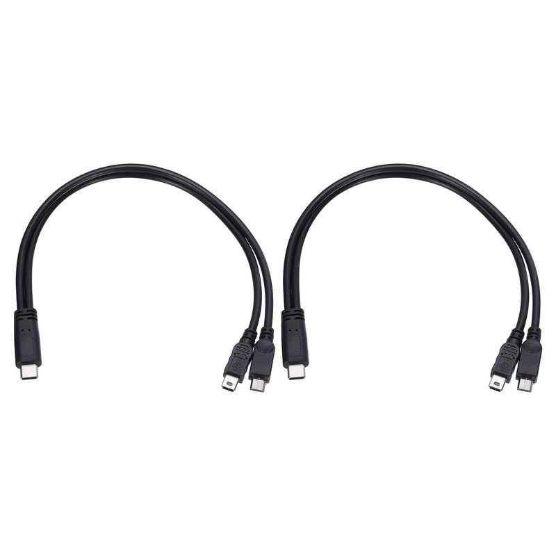 2Pcs Type C Male to Micro USB and Mini USB Male 2 in 1 Splitter 11.8″