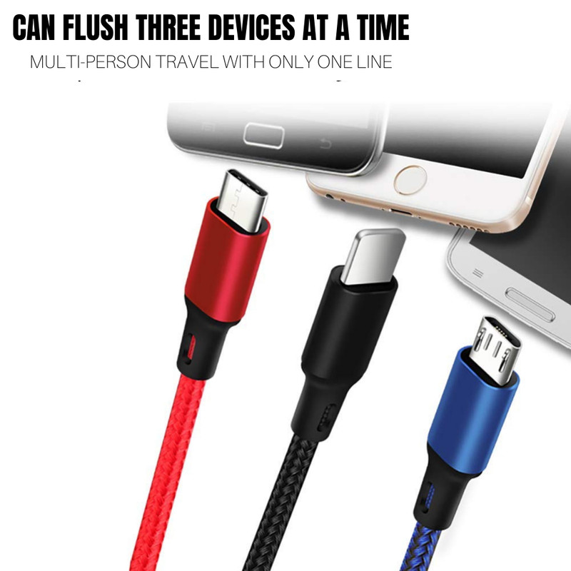 Multi Charging Cable Braided Universal 3 in 1 USB C Micro USB USB 8 Pin Cord Lot gallery