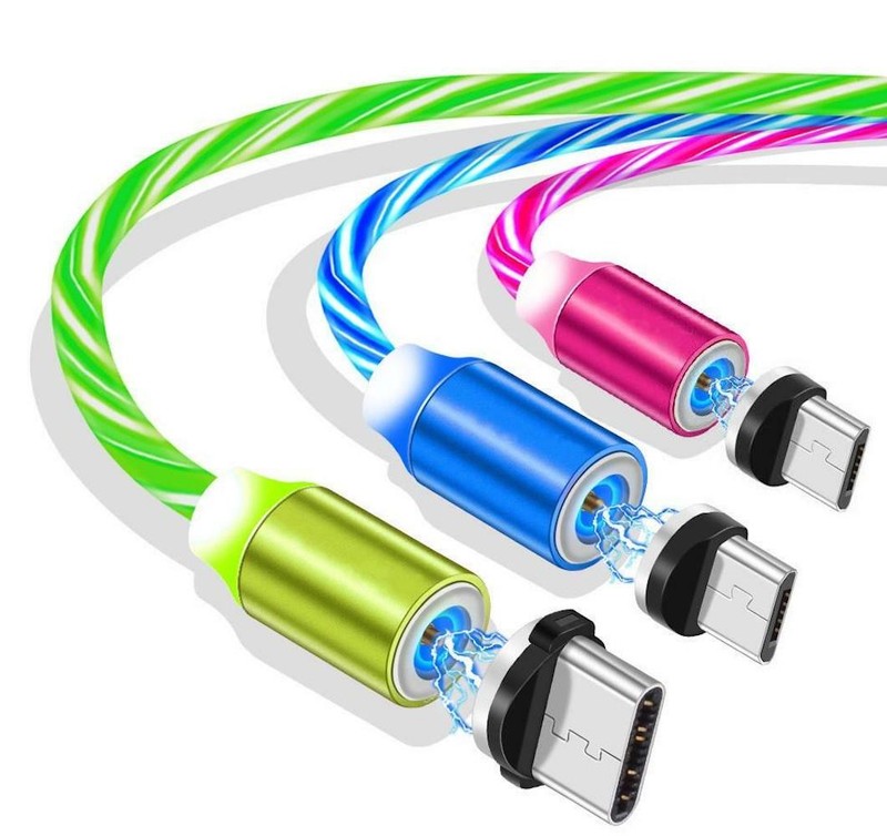 MAGNETIC CANDY FLOW LED LIGHT USB Cable charger magnet FOR ALL MICRO-C PHONES