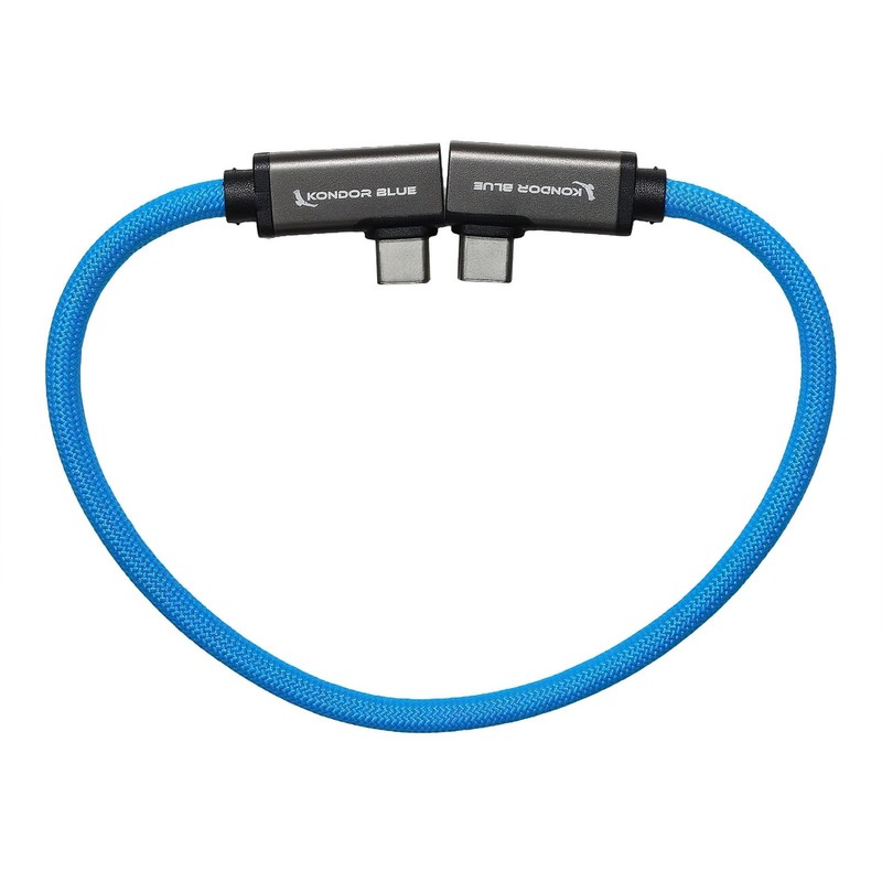 | Dual Right Angle 12" USB-C Braided Cable for 8K Data and Power Delivery | 2... gallery
