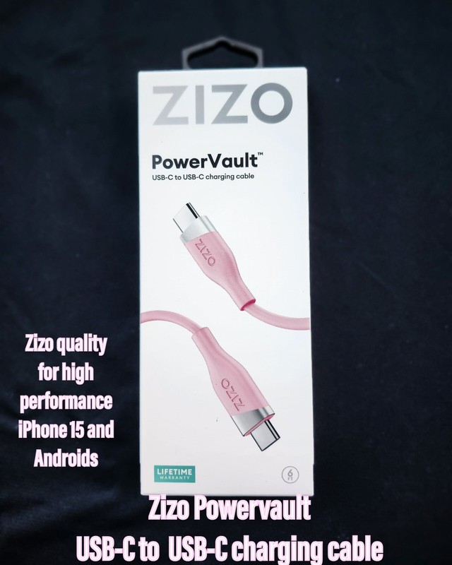 ZIZO POWERVAULT CABLE USB-C TO USB-C FAST CHARGING CABLE 6FT PEACH