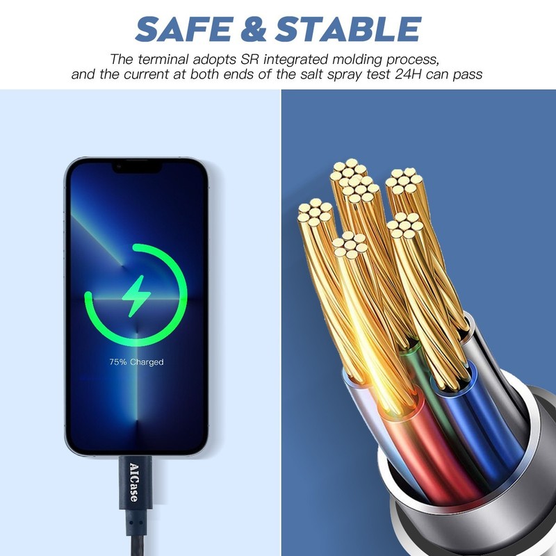 Braided 0.8ft USB Cable Charger Data Cord For iPhone XS 14 13 12 11 Pro Max SE 8 gallery