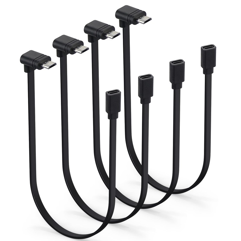 4 PCS Extension Cable WYZE Cam Pan V3 90 Degree Micro USB Flat Cord 1 FT