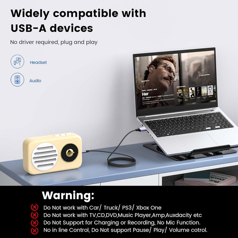 USB to 3.5Mm, USB to Audio Jack Adapter, PC 3.5Mm Male AUX Stereo Audio Converte gallery