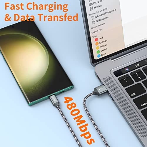 Short USB C Cable, USB A to Type-C Charger Cord 3.1A Fast Charging (1ft 3-Pack) gallery