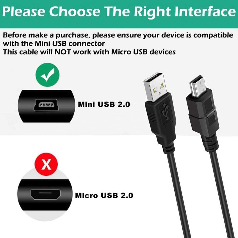 10Ft Mini USB Cable, 2 Pack 10Ft USB 2.0 to Mini B Charger Cable Charging Data C gallery