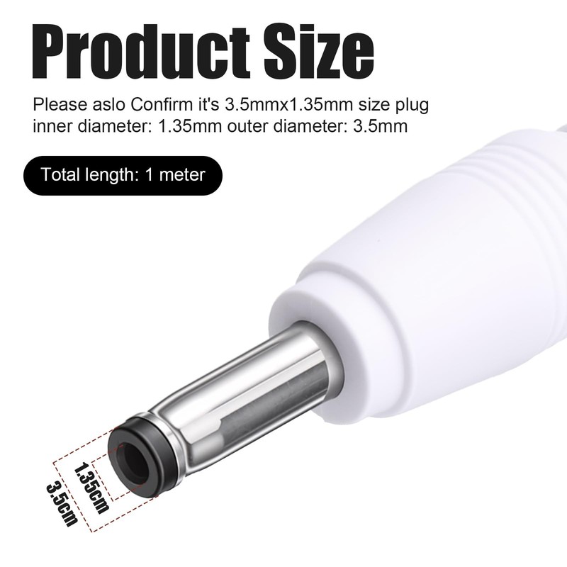 USB to DC 3.5mm Cable, 5V DC Power Cord, 3.5 x 1.35mm DC-5V Plug Barrel Conne... gallery