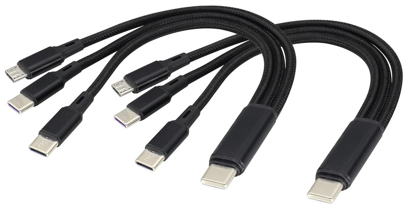 2Pack/20Cm Multi USB C Y Splitter Cord USB Type C 2.0 Male to 2 X Type C +1 X Mi