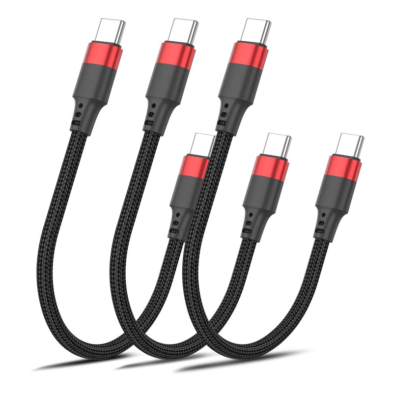 6 Inch USB C to USB C Cable , 3 Pack Short Fast Charging Cord Type C, 0.5 ft Bra