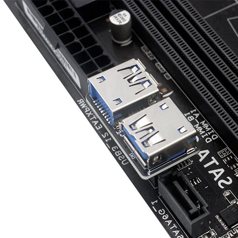 Dual USB 3.0 A Female to Motherboard 20/19 Pin Header Slot Adapter PCBA Flat gallery