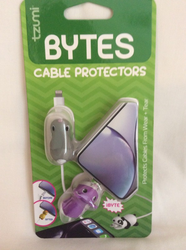 Tzumi 6082 Cord Bytes Cable Protectors Mix 2 Pack Bunny -Purple Mouse NEW 2 Pk