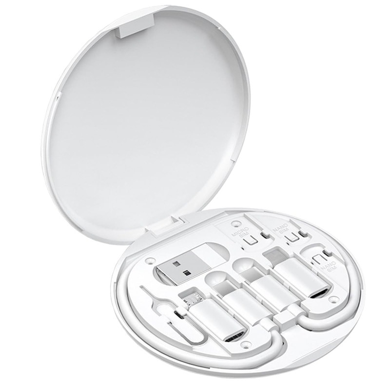 Multi USB Charging Adapter Cable Kit, C to iOS Device for Travel, White gallery