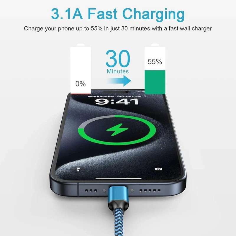 FiveBox 2Pack 6ft Fast Charging Cable Charger for iPhone 16e, 16, 16 Pro gallery