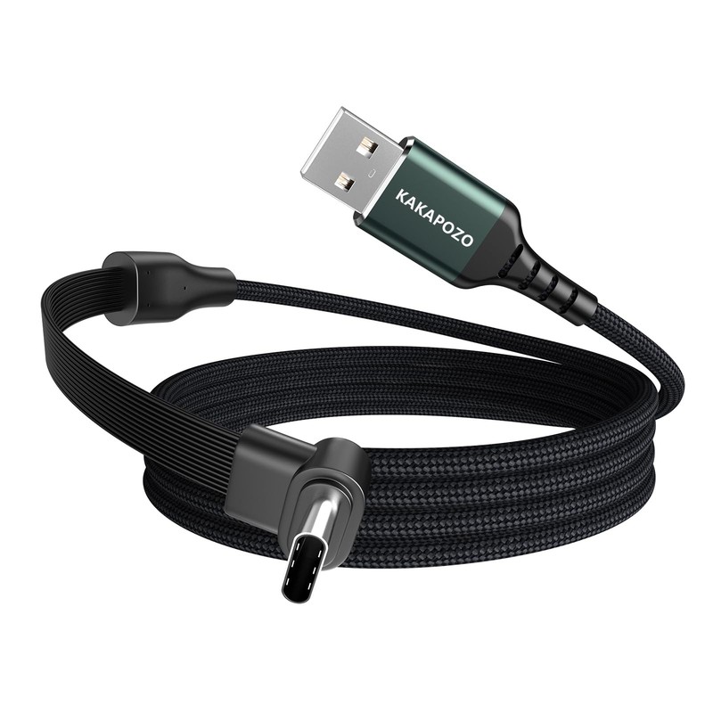 10ft USB A to USB C Cable Flat, 60W Fast Charging & Data Sync Cable, ‘L’ Shap…