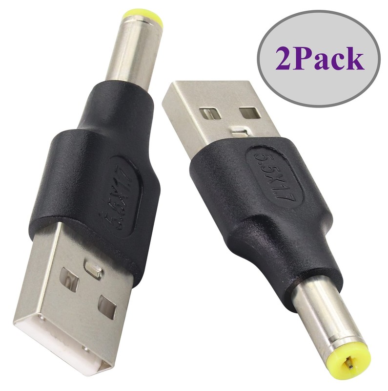 (2 Pack USB to DC Adapter DC5.5 × 1.7 mm Power Converter Plug USB 2.0 A to DC... gallery
