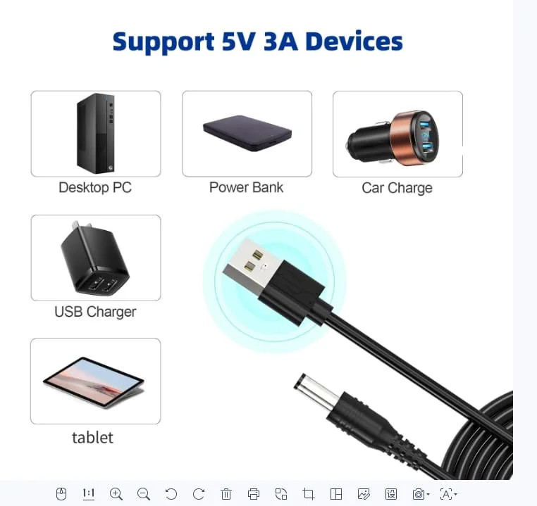 5V Universal DC Power Cable USB to DC Charging Cord 5.5x2.1mm with 13Pcs Adapter gallery