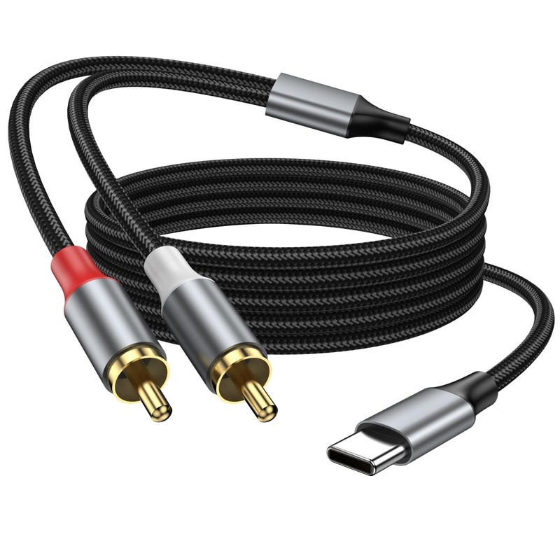 33FT USB C to 2 RCA Audio Cable - Type C Y Splitter for Phone, Laptop, Speaker, gallery