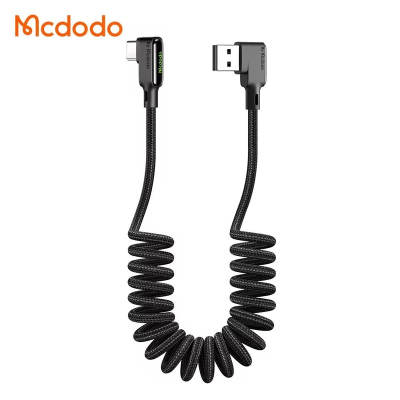 Mcdodo Spring Date Cable In-Car for Android USB Charger Coiled Qc3.0 90 Degree