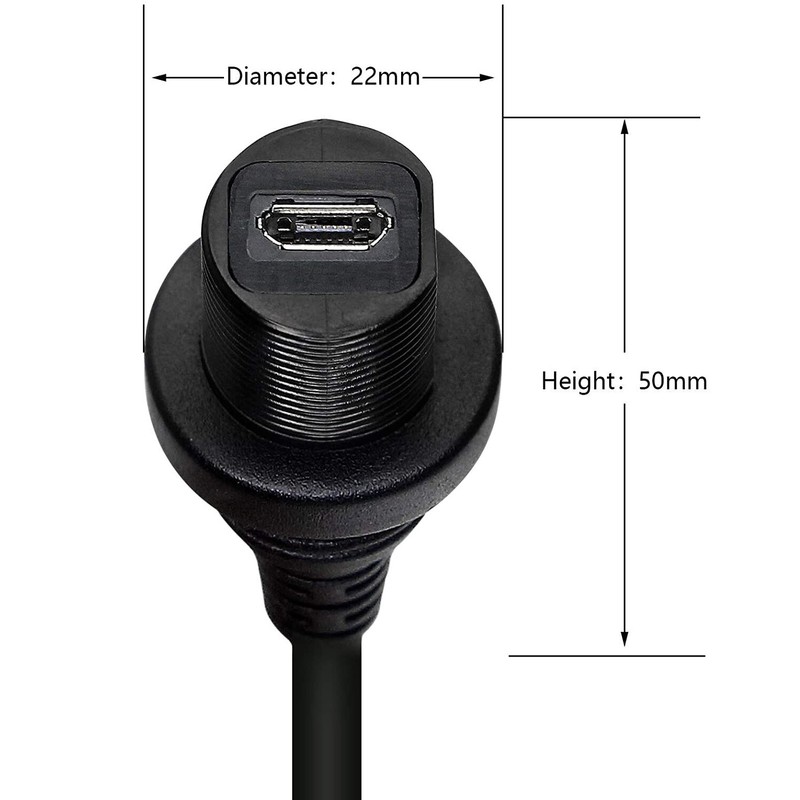 Right Angle Micro USB Mount Extension Dash Flush Dashboard Cable Car Motorcycle gallery