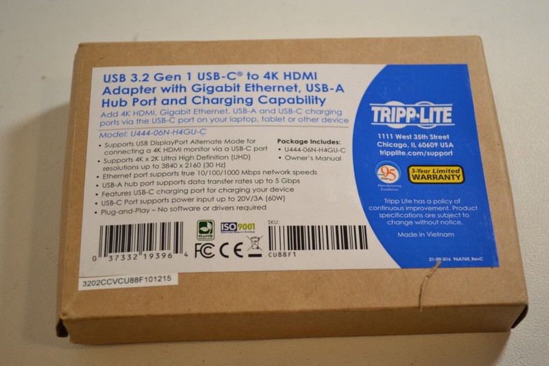 Tripp Lite U444-06N-H4GU-C USB 3.2 Gen 1 USB-C to 4K HDMI Adapter w/Gigabit Ethe