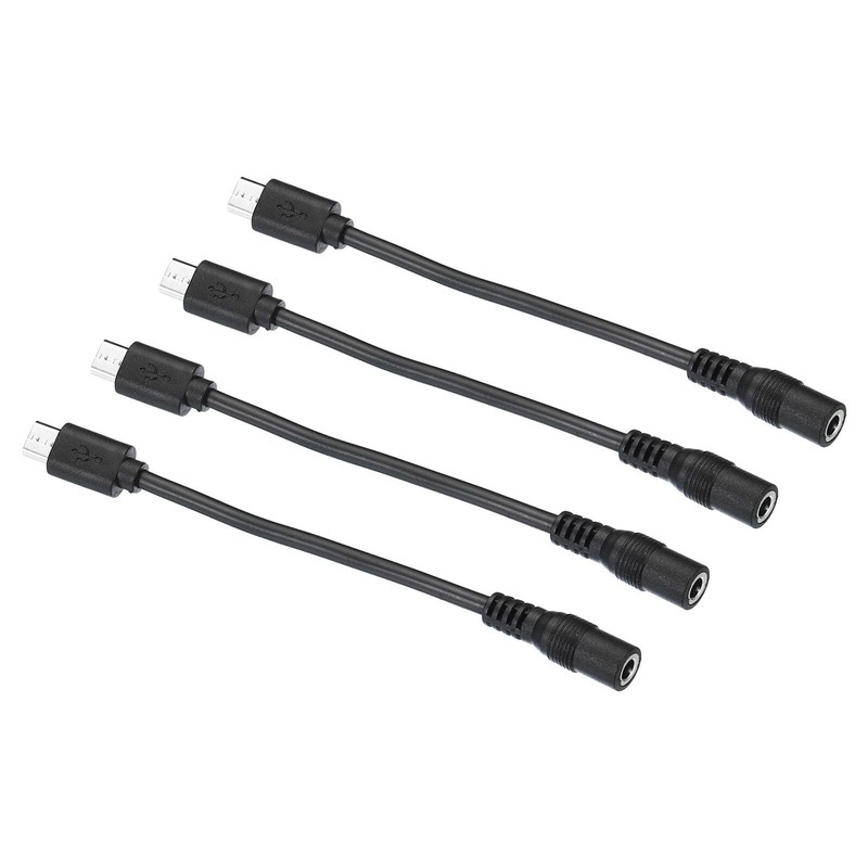 Micro USB to DC 3.5 x 1.35mm Extension Cable 4 Pack Power Cord for LED Strips