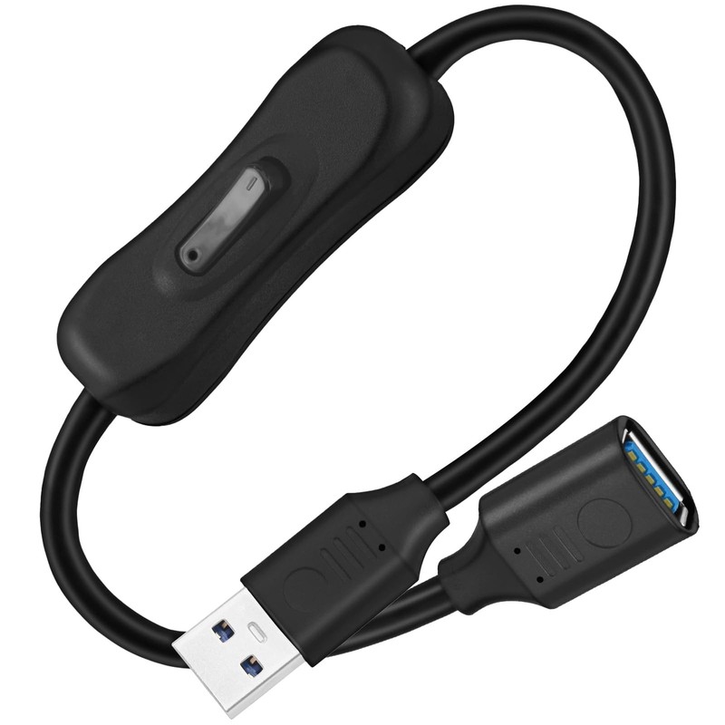 USB On Off Switch Power Cable 5Gbps 3.0 Extension 1FT Type A Male Female 1 PCS