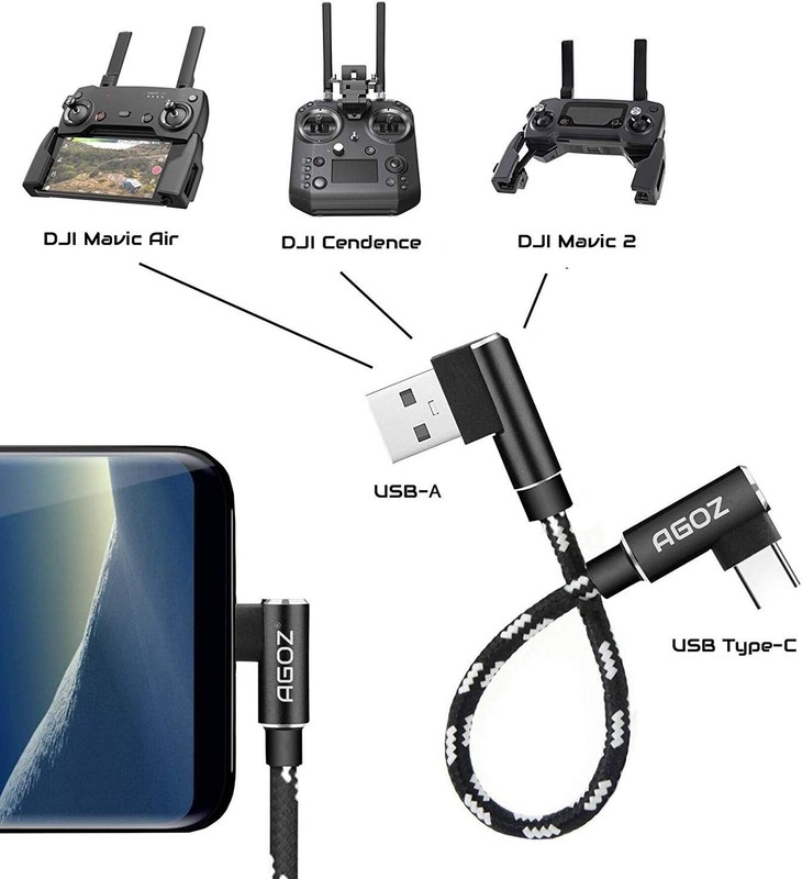 90 Degree Elbow USB A to USB C Cable - 6 Inch Nylon for DJI & Samsung Devices gallery