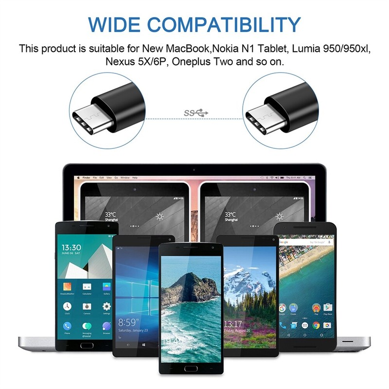 5ft 5A Type-C 3.1 Male to USB-C Male Charger Fast Charger Cord Sync Data Cable gallery