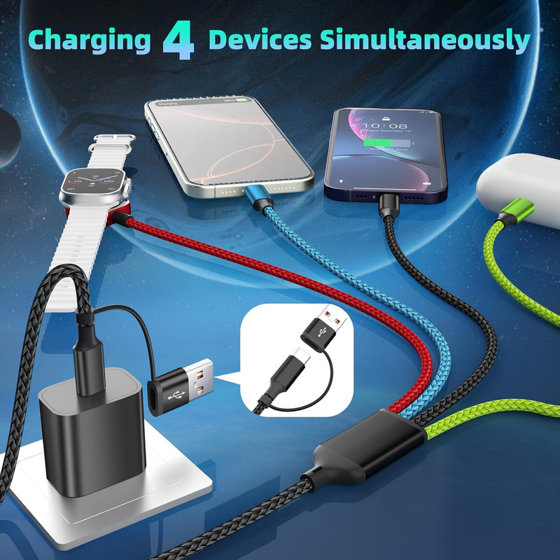 Multi Charging Cable with Iwatch Charger, 2 Pack 5FT Travel Essentials | One Cab gallery