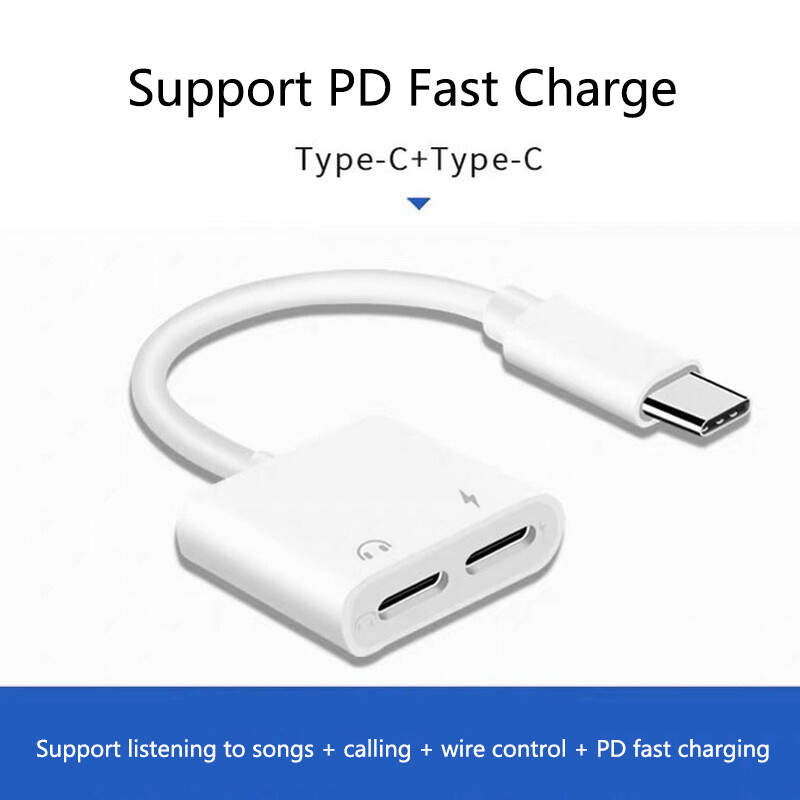 USB-C Type C to 3.5mm 1/8″ Aux Audio Headphone Adapter with Charging Active DAC
