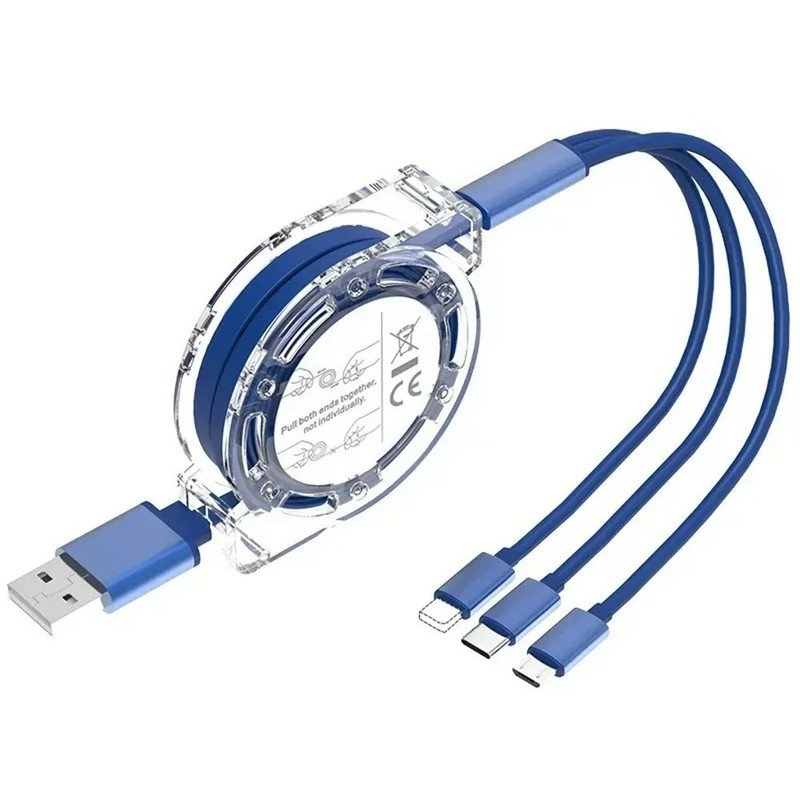 3-in-1 Retractable Data USB Cable Fast Charging For iPhone Type-C Micro USB gallery