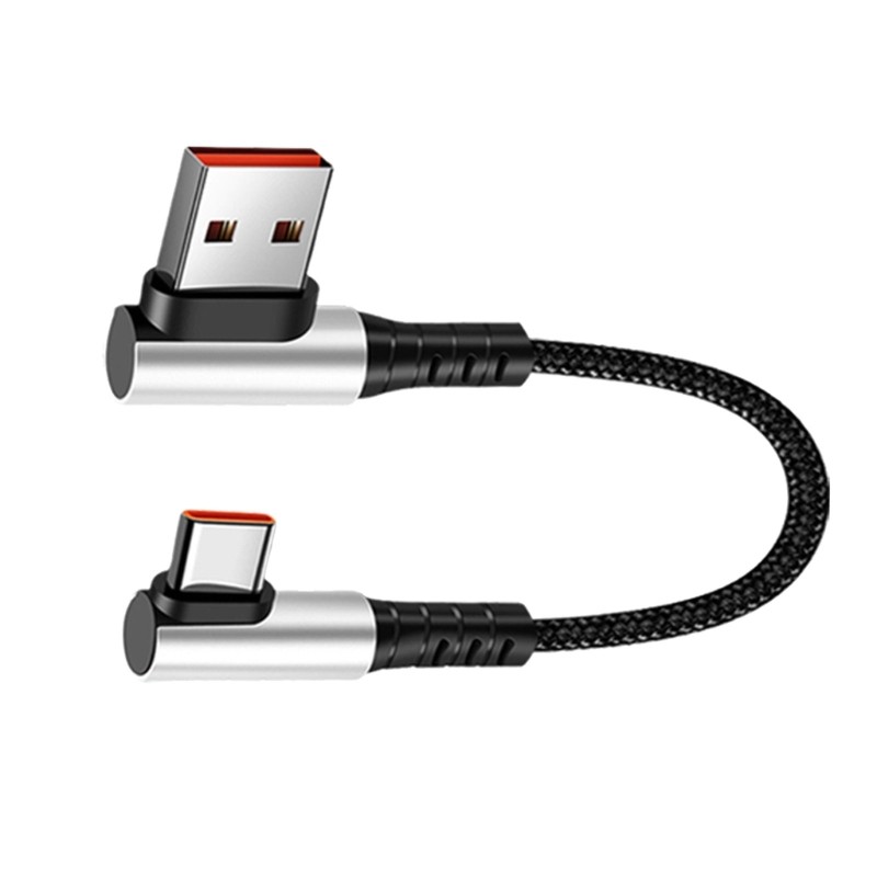 Short USB C Charging Cable with 90 Degree Connectors for Gaming Consoles