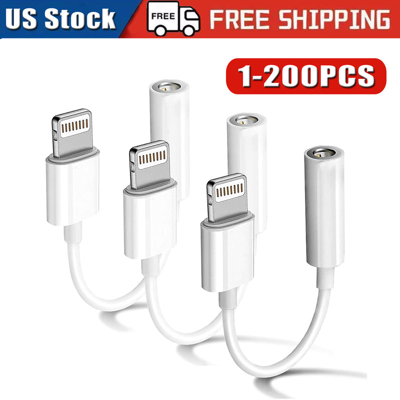 For iPhone Headphone lot Adapter Jack 8Pin to 3.5mm Aux Cord Dongle Converter