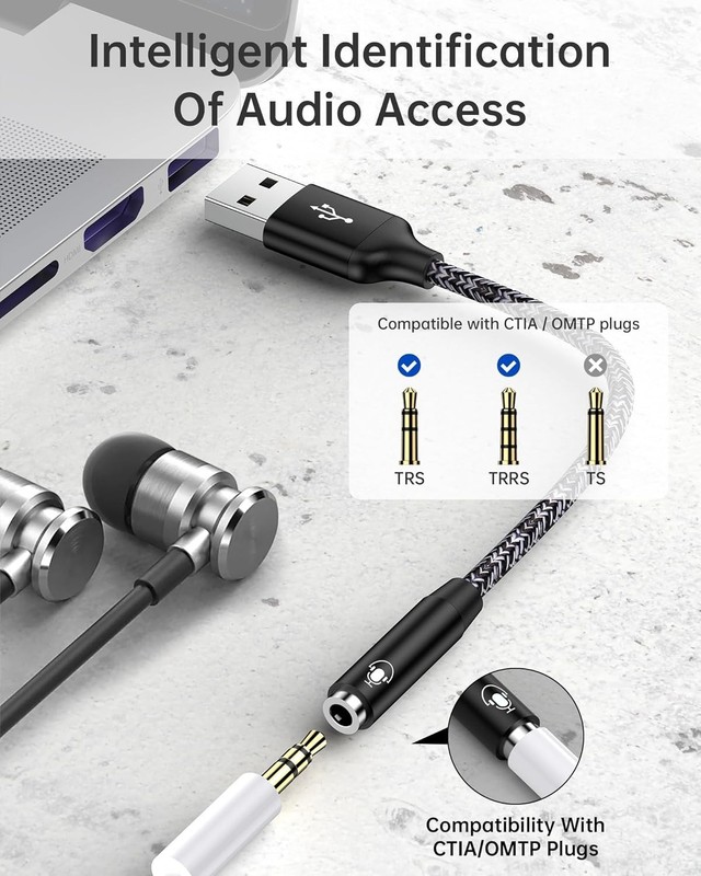 Durable USB-A to AUX Adapter with High Definition Audio - For Gaming and Music gallery