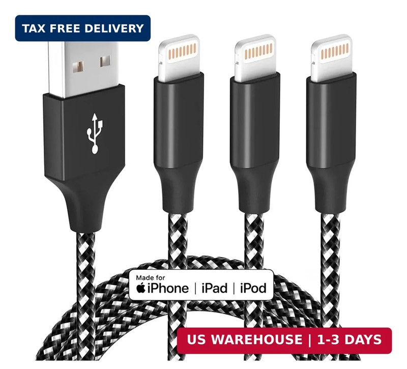 iPhone Charger Fast Charging Cord 3 Pack 10 FT Apple MFi Certified Lightning Cab