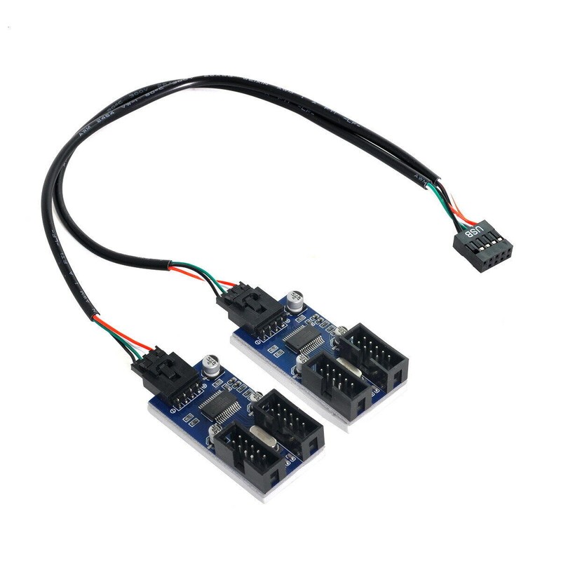 4 Female Extension Cable to 9pin USB 2.0 Header Splitter HUB Connector Adapter