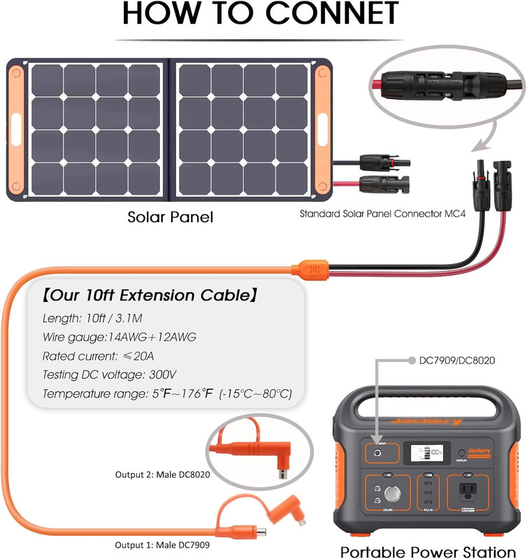 10FT MC4 to 8Mm Adapter Cable for Jackery | Universal Solar Panel Connector and gallery