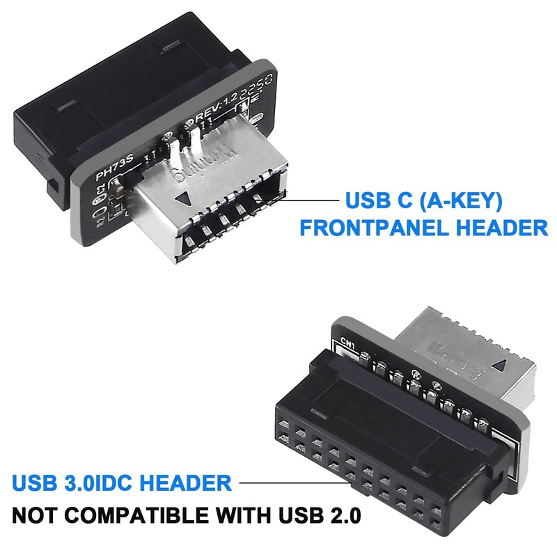 2pcs USB Front Panel Adapter USB 3.1 Front Panel Socket -Key-A to USB 3.0 20P... gallery