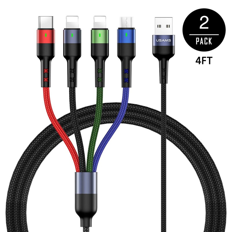 Multi Charging Cable 2Pack 4FT 4 in 1 Nylon Braided USB Fast Charging Cord Ad... gallery